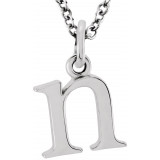 14K White Lowercase Initial n 16 Necklace - 8578070040P photo
