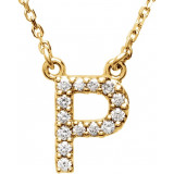 14K Yellow Initial P 1/6 CTW Diamond 16 Necklace - 67311141P photo