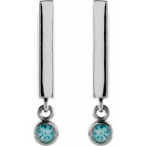 14K White Aquamarine Bar Earrings - 869066007P photo 2