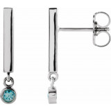 14K White Aquamarine Bar Earrings - 869066007P photo