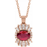 14K Rose Ruby & 1/3 CTW Diamond 16-18 Necklace - 869706132P photo