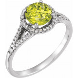 14K White Peridot & 1/5 CTW Diamond Ring - 65130070011P photo