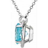14K White 8 mm Round Sky Blue Topaz & .05 CTW Diamond 16 Necklace - 8590570006P photo 2