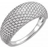 14K White Beaded Dome Ring - 51679101P photo