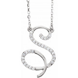 14K White 1/8 CTW Diamond Initial S 16 Necklace - 67399136P photo