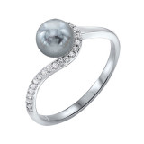 Gems One Silver Cubic Zirconia & Pearl (1 Ctw) Ring - RG10245-SSW photo