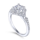 Gabriel & Co. 14k White Gold Art Deco Halo Engagement Ring - ER14411R4W44JJ photo 3