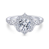 Gabriel & Co. 14k White Gold Art Deco Halo Engagement Ring - ER14411R4W44JJ photo