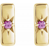 14K Yellow Pink Sapphire Starburst Bar Earrings - 87144607P photo 2