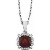 14K White Mozambique Garnet & .05 CTW Diamond 18 Necklace - 65195360001P photo