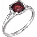 14K White Mozambique Garnet & .05 CTW Diamond Ring - 65195260001P photo