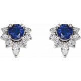 Platinum Blue Sapphire & 1/6 CTW Diamond Earrings - 869506064P photo 2