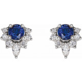 Platinum Blue Sapphire & 1/6 CTW Diamond Earrings - 869506064P photo 2