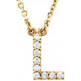 14K Yellow Initial L .08 CTW Diamond 16 Necklace - 67311137P photo
