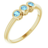 14K Yellow Aquamarine Three-Stone Bezel-Set Ring - 71996614P photo