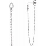 14K White Leaf Chain Earrings - 65239160000P photo