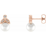 14K Rose Freshwater Pearl & .06 CTW Diamond Earrings - 86485602P photo