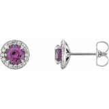 14K White 4 mm Round Amethyst & 1/10 CTW Diamond Earrings - 86458660P photo