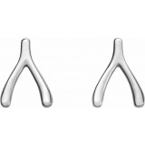 14K White Wishbone Earrings - 86438600P photo 2