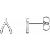 14K White Wishbone Earrings - 86438600P photo