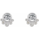 14K White Sapphire & 1/8 CTW Diamond Earrings - 86777680P photo 2
