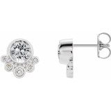 14K White Sapphire & 1/8 CTW Diamond Earrings - 86777680P photo