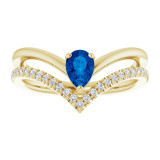 14K Yellow Blue Sapphire & 1/6 CTW Diamond Ring - 71968611P photo 3