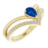 14K Yellow Blue Sapphire & 1/6 CTW Diamond Ring - 71968611P photo