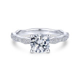 Gabriel & Co. 14k White Gold Victorian Straight Engagement Ring - ER14427R4W44JJ photo