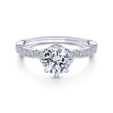 Gabriel & Co. 14k White Gold Victorian Straight Engagement Ring - ER14432R4W44JJ photo