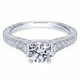 Gabriel & Co. 14k White Gold Victorian Straight Engagement Ring - ER12282R3W44JJ photo