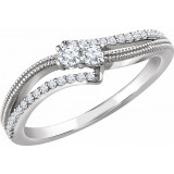 14K White 1/4 CTW Diamond Two-Stone Ring - 65222460000P photo