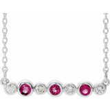 14K White Pink Tourmaline & .08 CTW Diamond Bezel-Set Bar 16-18 Necklace - 86706671P photo