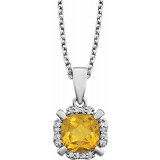 14K White Citrine & .05 CTW Diamond 18 Necklace - 65195360011P photo