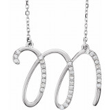 14K White 1/10 CTW Diamond Initial M 16 Necklace - 67399124P photo