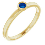 14K Yellow 3 mm Round Blue Sapphire Ring - 718066209P photo