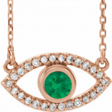 14K Rose Emerald & White Sapphire Evil Eye 18 Necklace - 86832714P photo