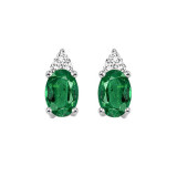 Gems One 10Kt White Gold Diamond (1/20Ctw) & Emerald (5/8 Ctw) Earring - FE4023-1WDE photo