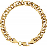 14K Yellow 7 mm Solid Double Link Charm 7.75 Bracelet - CH113120426P photo