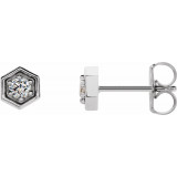 14K White 1/8 CTW Diamond Hexagon Stud Earrings - 86665600P photo
