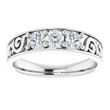 14K White 3/4 CTW Diamond Three-Stone Scroll Ring - 98506000P photo 3