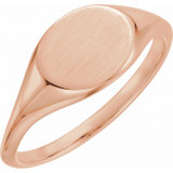 14K Rose 11x9 mm Oval Signet Ring - 51551103P photo