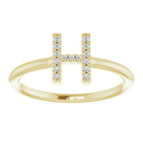 14K Yellow .07 CTW Diamond Initial H Ring - 1238346036P photo 3