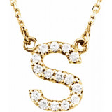 14K Yellow Initial S 1/8 CTW Diamond 16 Necklace - 67311144P photo