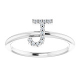 14K White .05 CTW Diamond Initial J Ring - 1238346045P photo 3