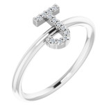 14K White .05 CTW Diamond Initial J Ring - 1238346045P photo