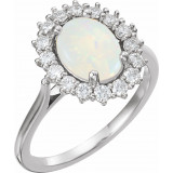 14K White Opal & 1/2 CTW Diamond Ring - 72070628P photo