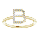 14K Yellow 1/8 CTW Diamond Initial B Ring - 1238346006P photo 3