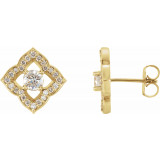 14K Yellow 3/4 CTW Diamond Halo-Style Clover Earrings - 86494601P photo