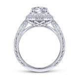 Gabriel & Co. 14k White Gold Art Deco Halo Engagement Ring - ER14496R4W44JJ photo 2